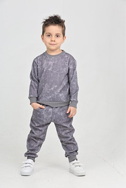 Patriko New Season Winter Inner Fleece Batik Pattern Purple-Green-Grey-Pink Colors Bottom Top Set for Girls and Boys
