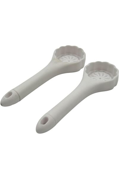 B&D Decorative White Cake Mould Set, Flower Pattern, Spoon Shape with Long Handle, 2-Piece