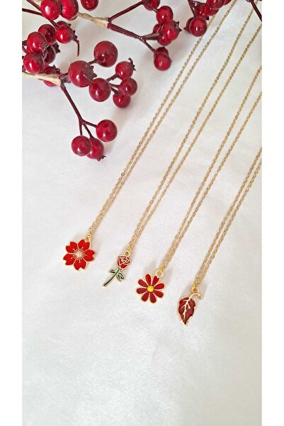 SOUL BY A&B 4-Piece Friendship Necklace Flower Necklace Bff Necklace Red