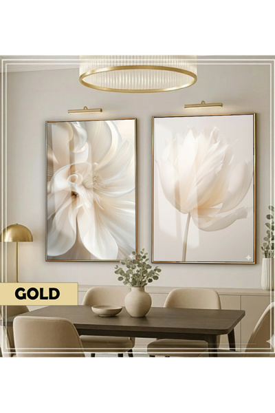 Harikabirev HARİKABİREV|SOFT| KREM RENK GÜL KOMBİNİ |ÇERÇEVELİ CAM TABLO 2Lİ DİKEY