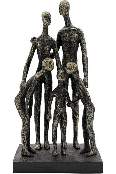 B&D DÉCOR Modern Abstract Family Sculpture, Bronze-Look Finish, Decorative Figurine Set