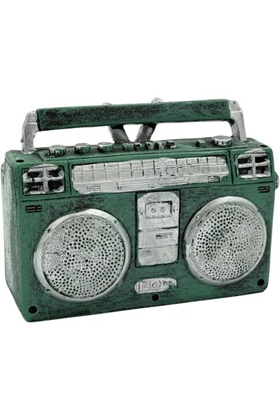 B&D قطعة ديكورية لجهاز راديو بوم بوكس بتصميم عتيق، باللونين الأخضر والفضي، بت...