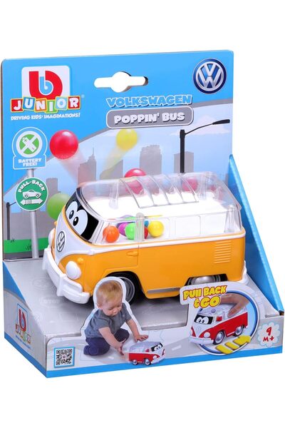 BB Junior Toy Car Volkswagen Poppin' Bus Samba Bus - Red/Yellow (1:1)
