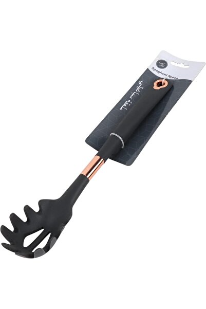 B&D Premium Spaghetti Spoon, Black with Rose Gold Accents, Modern Pasta Server