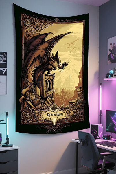 RUGRUMBA غطاء جداري من فيلم سيد الخواتم - تصميم مستوحى من الفيلم، قماش عالي ا...