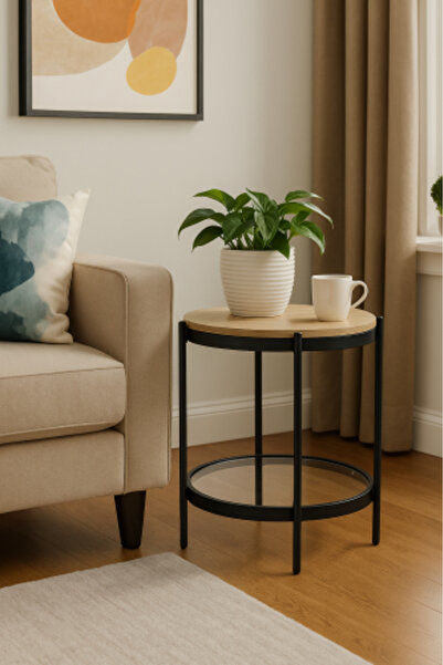 GESR HOME Modern Side Table with Wood and Metal Design – A Touch of Elegance in Your Living Room