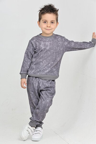 Patriko New Season Winter Inner Fleece Batik Pattern Purple-Green-Grey-Pink Colors Bottom Top Set for Girls and Boys