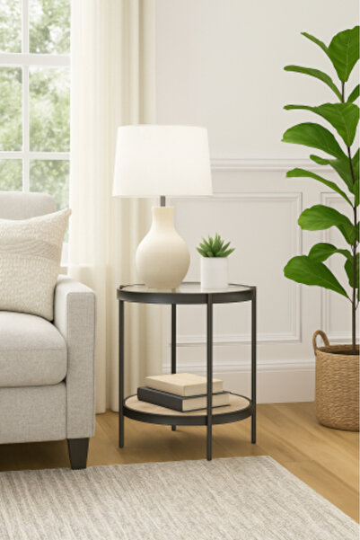 GESR HOME Modern side table with wooden and metal design – a touch of elegance in your living room