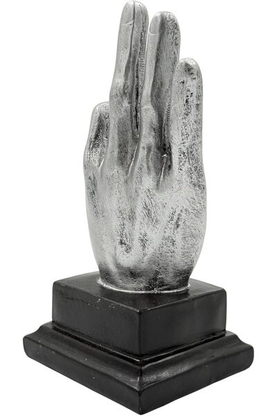 B&D Decorative Silver Hand Sculpture by banddtools — Metallic Finish with Black Base