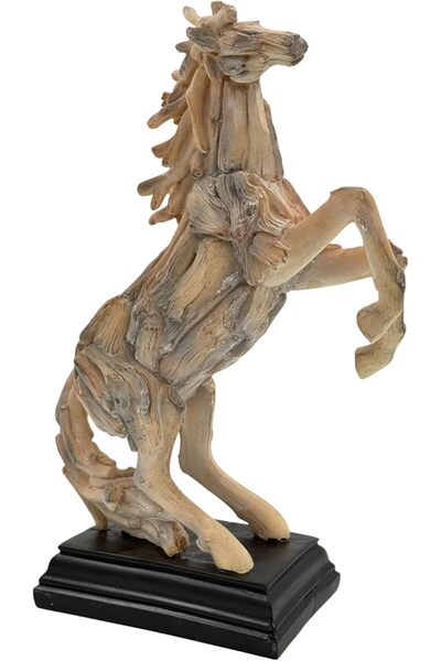 B&D Rustic Horse Resin Decorative Statue by banddtools - Floating Wood Style on Black Base