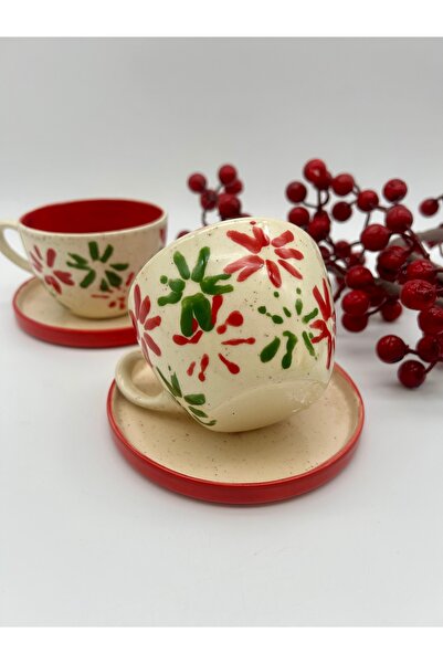 Löv Ceramic Yılbaşı Konseptli Kırmızı Filtre Kahve Fincanı