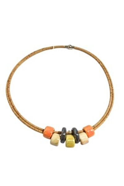 IBU Cork Women's cork necklace with geometric ceramic elements