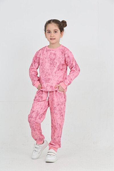 Patriko New Season Winter Inner Fleece Batik Pattern Purple-Green-Grey-Pink Colors Bottom Top Set for Girls and Boys