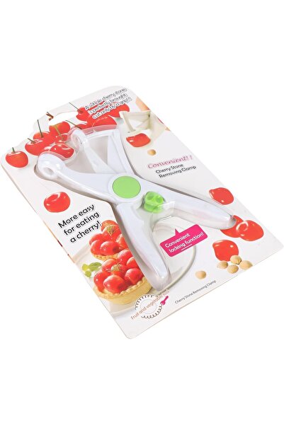 B&D Cherry Stone Remover Clamp with Locking Function, White & Green