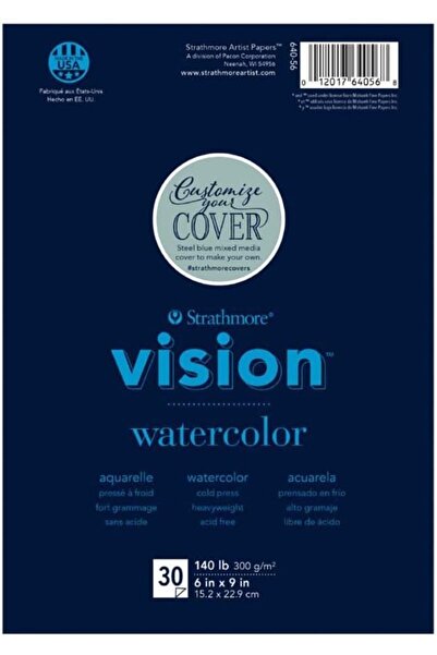 Strathmore لوحة ألوان مائية Vision Cold Press مقاس 6 × 9 بوصة - 140 رطلاً، 30...