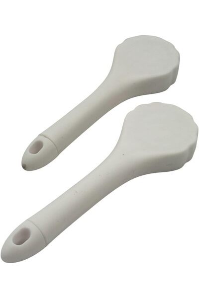 B&D Decorative White Cake Mould Set, Flower Pattern, Spoon Shape with Long Handle, 2-Piece