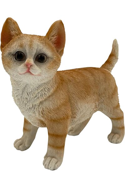B&D Orange and White Cat Figurine for Decor by banddtools — Realistic Garden Cat Statue, Indoor/Outdoo