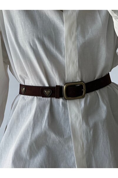 Fiori حزام نسائي بإبزيم مربع مع إكسسوار على شكل قلب، حزام للسترة، حزام للقميص...