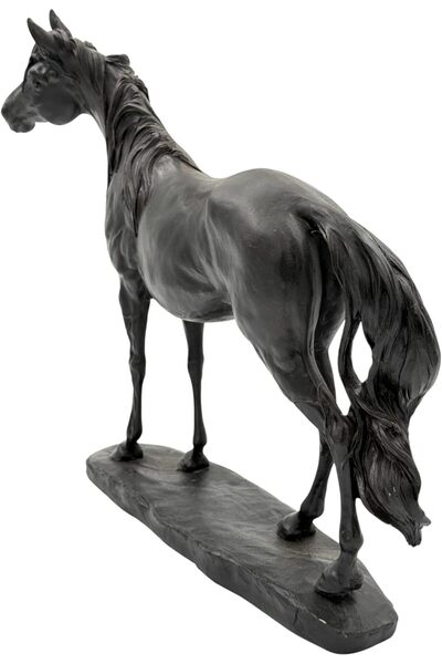 B&D banddtools Black Horse Decorative Statue — Contemporary Standing Stallion Sculpture for Home Déco