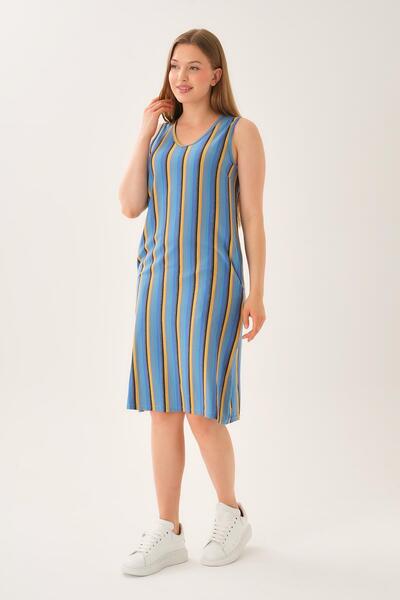 ALEXANDERGARDI Striped V-Neck Thick Strap Dress