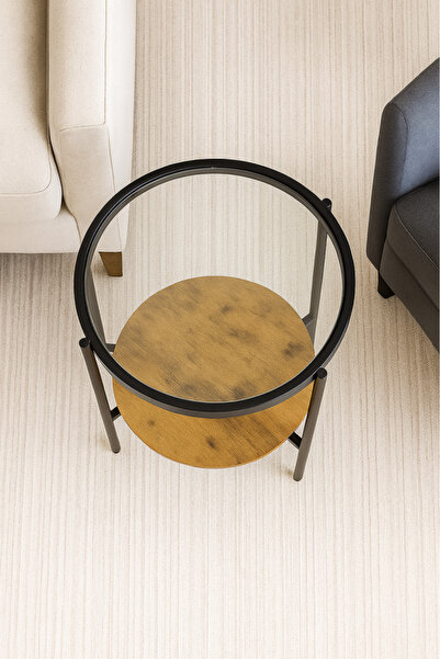 GESR HOME Modern Round Side Table with Glass Top and Metal Frame – Elegant Living Room Design