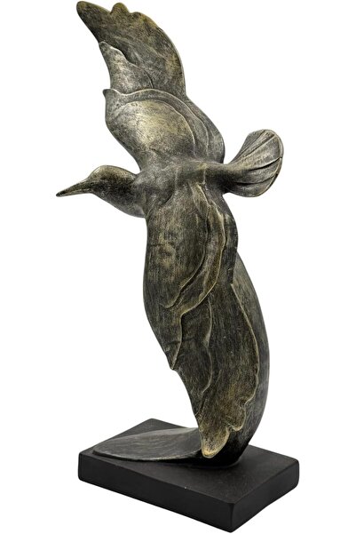 B&D DÉCOR Elegant Bird Sculpture - Bronze-Look Decorative Statue with Black Base