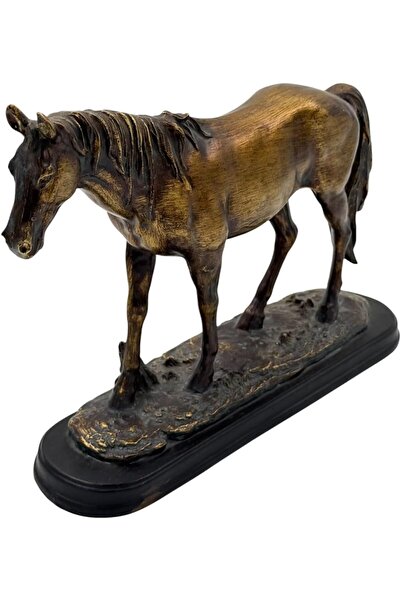 B&D Decorative Standing Horse Statue, Bronze Finish on Black Base
