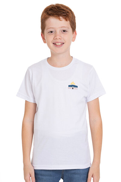 Zaytoon Unisex Children's Short Sleeve T-Shirt with Sahra Embroidery on the Side Color Kubbe