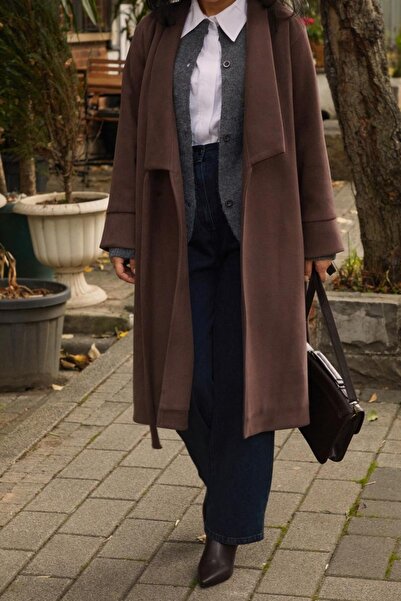 ZÜLAYS Kruvaze Bağlamalı Kaban Koyu Mürdüm