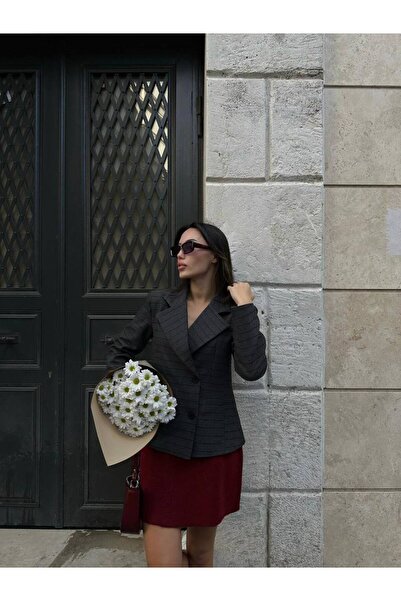 LUJJE Burgundy striped blazer jacket