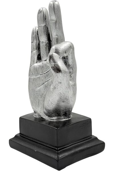 B&D Decorative Silver Hand Sculpture by banddtools — Metallic Finish with Black Base