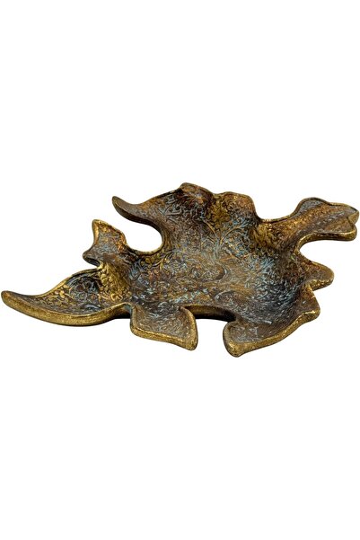 B&D Decorative Oak Leaf Polyresin Serving Tray, Vintage Bronze Finish, Textured Pattern