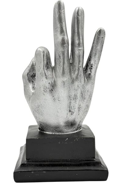 B&D Decorative Silver Hand Sculpture by banddtools — Metallic Finish with Black Base