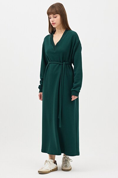 QANU Μακρύ φούτερ με λαιμόκοψη σε σχήμα V πράσινο