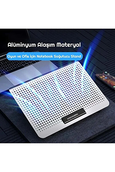Renvox Ice Coorel A18 Oyuncu Notebook Soğutucu - Metalik Yüzey Güçlü Fanlı La...