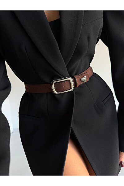 Fiori حزام نسائي بإبزيم مربع مع إكسسوار على شكل قلب، حزام للسترة، حزام للقميص...