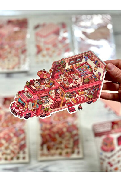 Kağıt Gemi Dükkan DIY Köpek Karavanı Tasarlama 2 Yaprak 97 Adet 3D Diorama İz...