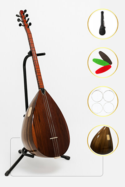 YANKI YB-40CP Profesyonel Bağlama Kısa Sap Ceviz Saz (Kılıf, Tel, Mızrap Hedi...