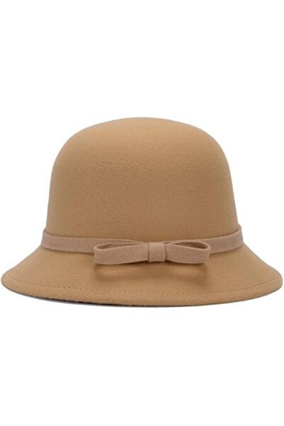 IBU Cork Women's Elegant Ribbon Beige Felt Hat
