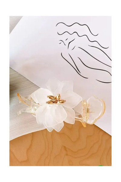 chibi Elegant White Flower-Shaped Banana Model Hairpin - Stylish Bun Clip