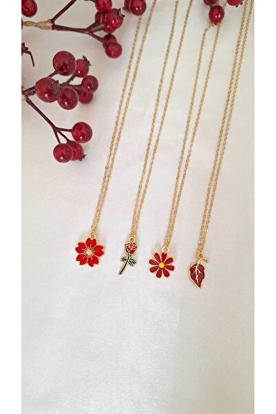 SOUL BY A&B 4-Piece Friendship Necklace Flower Necklace Bff Necklace Red