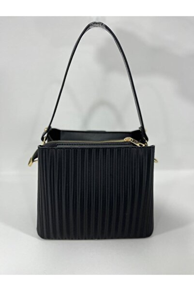 Sanmorris Sn 1438 Women's Shoulder Bag Handbag Arm Bag Daily Striped Black