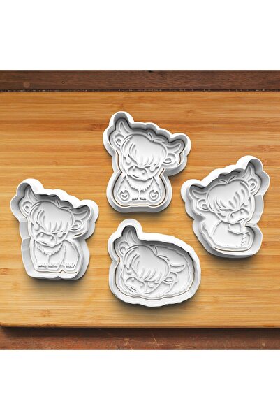 Hobist Cute Sweet 4-Piece Bull Set Cookie and Sugar Dough Mold