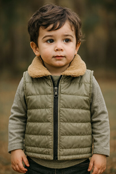 canmana kids&baby سترة للأولاد مع ياقة من الفرو