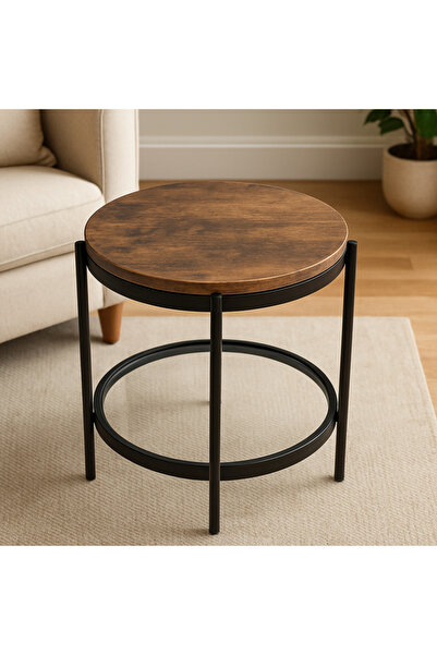 HOMEZ NEED Modern wooden and metal side table — a touch of elegance for your living room