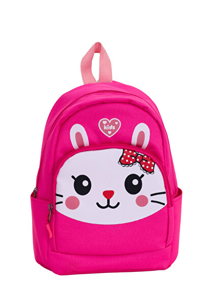 Probag Fuchsia Kindergarten Nursery Bag with Cute Rabbit Figure, 4 Compartment Girls' Backpack