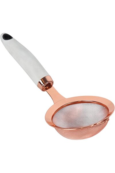 B&D Fine Mesh Tea Strainer, Rose Gold Finish, White Handle