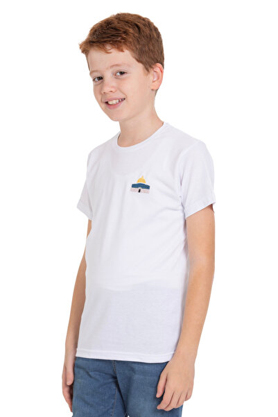 Zaytoon Unisex Children's Short Sleeve T-Shirt with Sahra Embroidery on the Side Color Kubbe