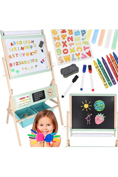 varioshop Șevalet educațional multifuncțional din lemn 3 în 1 pentru copii, m...