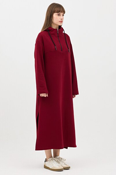 QANU Zippered Sweatshirt Claret Red